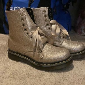 Women’s gold glitter Dr. Martens